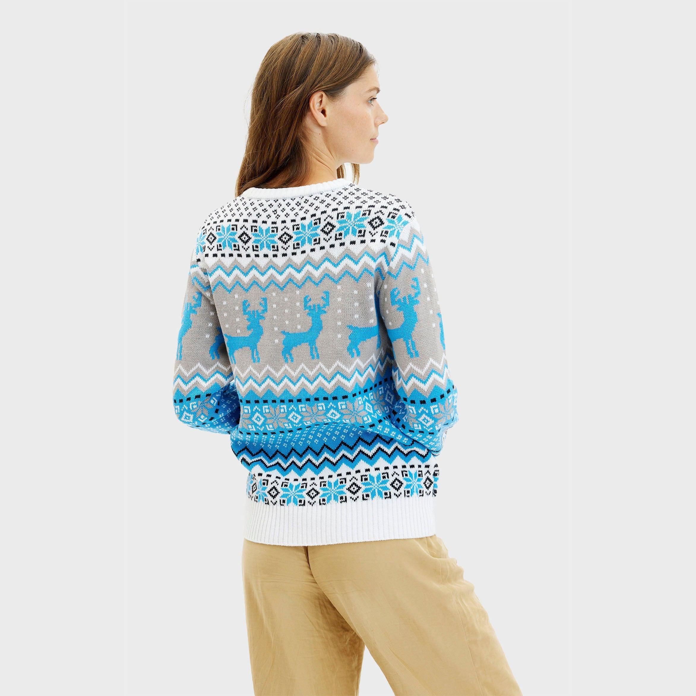Traditional Blue Christmas Sweater โ Women